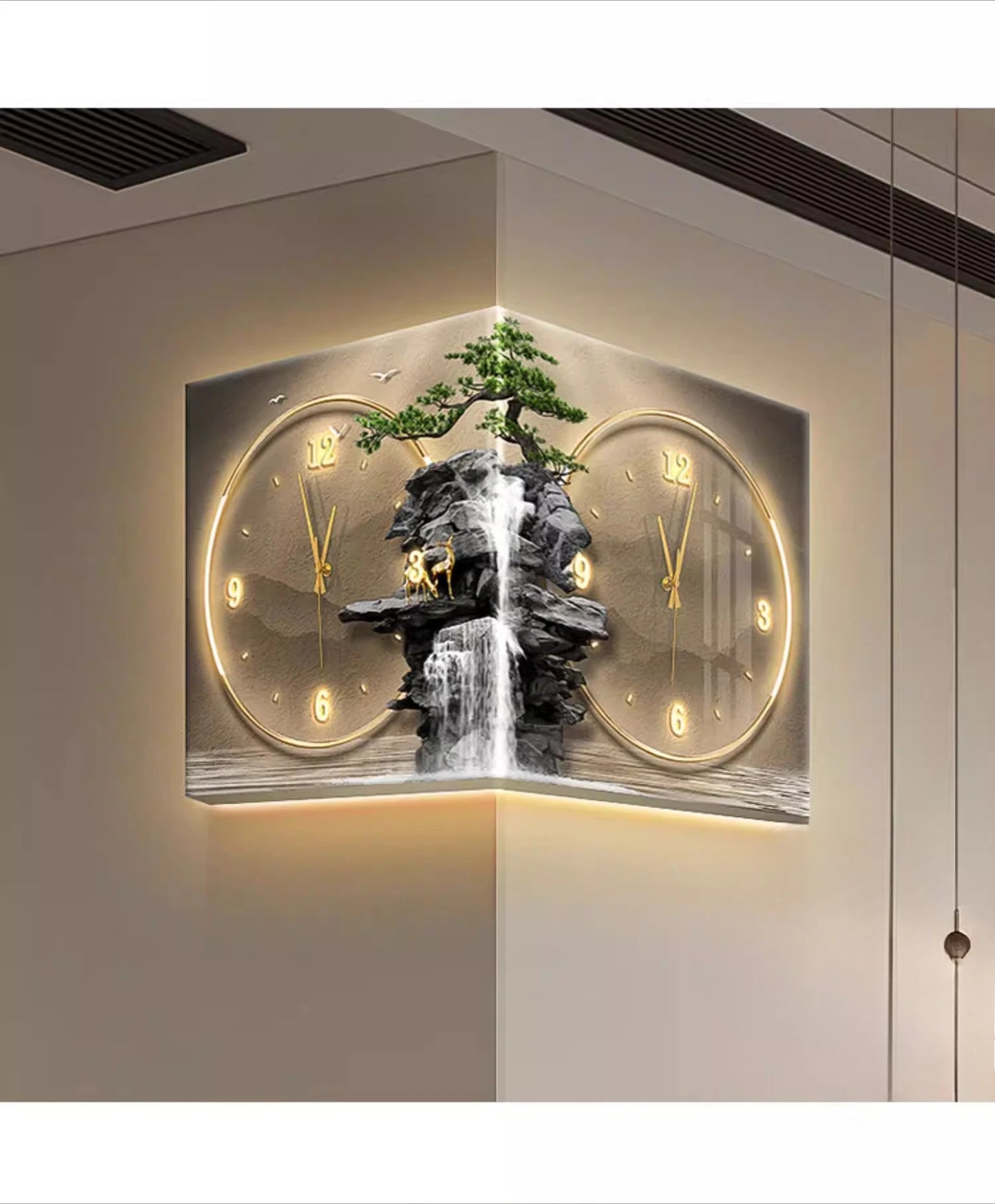 Modern Double Sided Corner Wall Clock Living Room Decoration LED Clock Mural Lamp Restaurant Background Wall Digital Wall Watch