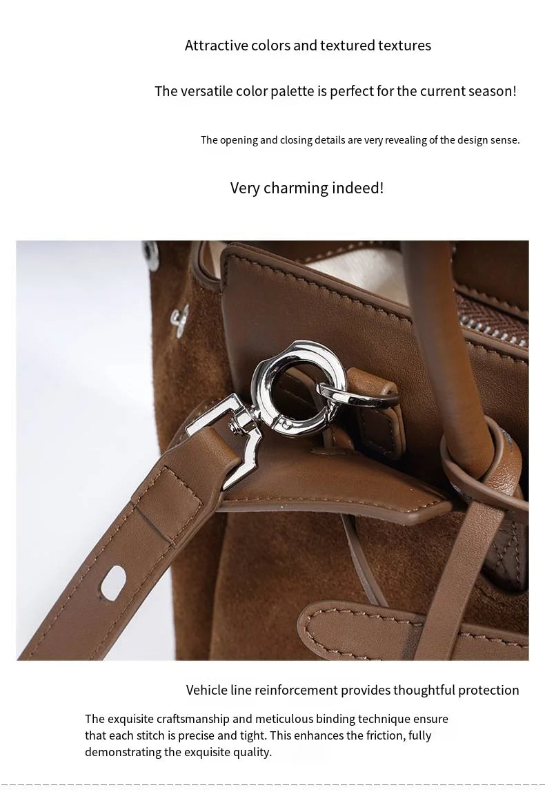 Early Autumn Retro Suede Tote Bag Women's New Versatile Single oulder Bag Commuter Bag Handbag for Outdoor Use