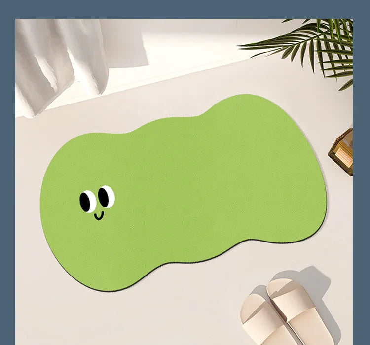 Cartoon funny expression irregular bathroom non-slip mat toilet door absorbent floor mat household diatom mud floor mat
