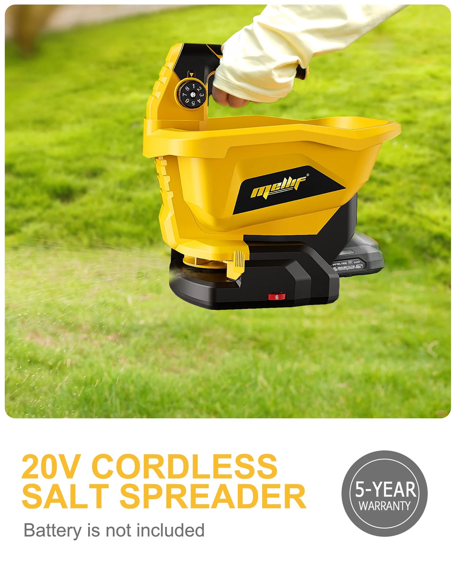 Cordless Handheld Spreader  Dewalt 18V/20V Compatible Battery powered electric spreader (battery not included). Perfect for grass seed, fertilizer, ice melt, or lawn care. Lightweight, cordless, easy one-hand operation.