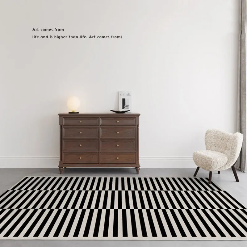 French Retro Rugs for Bedroom Checkerboard Living Room Decoration Carpet Ins Wind Plaid Bedside Floor Mat Large Area Plush Rug