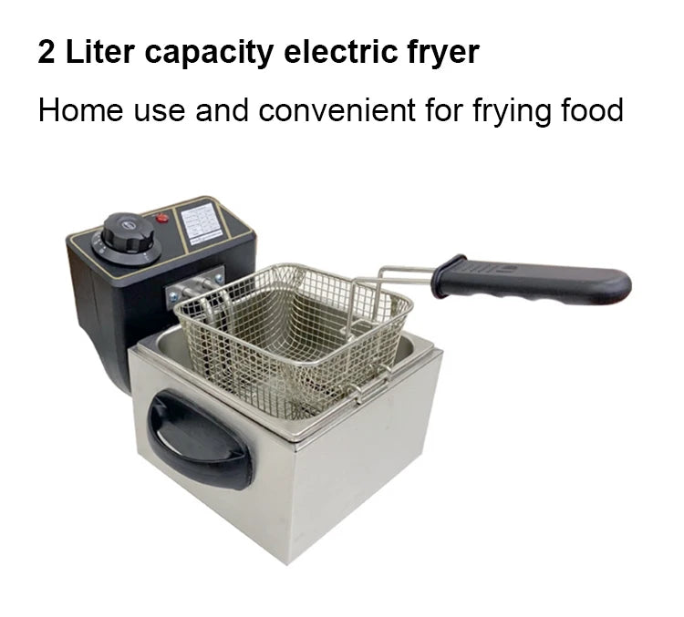 Household 2L Multifunction Electric Deep Oil Fryer Stainless Steel Grill Oven Chicken French Fries Oil Frying Machine Hot Pot
