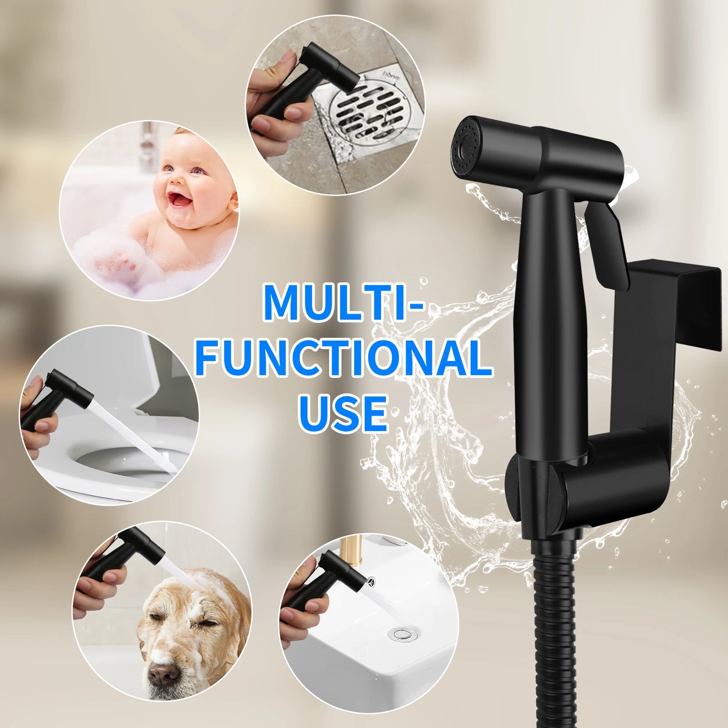 Handheld Bidet Sprayer Set 304 stainless steel Spray Gun Shower Handheld Toilet Bidet Faucet Sprayer Shower Nozzle Self Cleaning