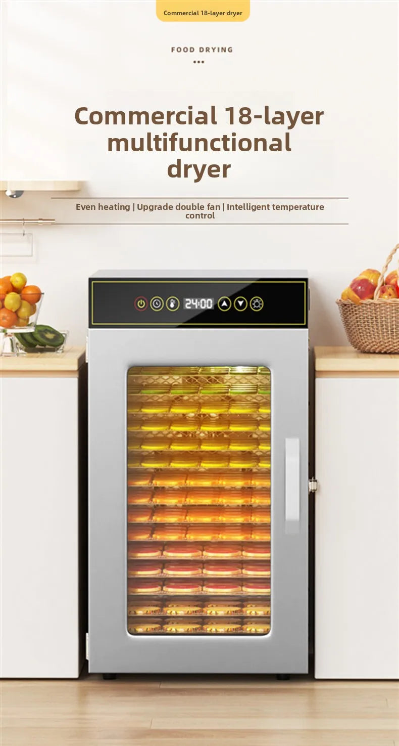 Premium 18-Tier Stainless Steel Food Dehydrator Commercial & Home Use, Adjustable Energy-Efficient Drying for Fruits/Meat/Herbs