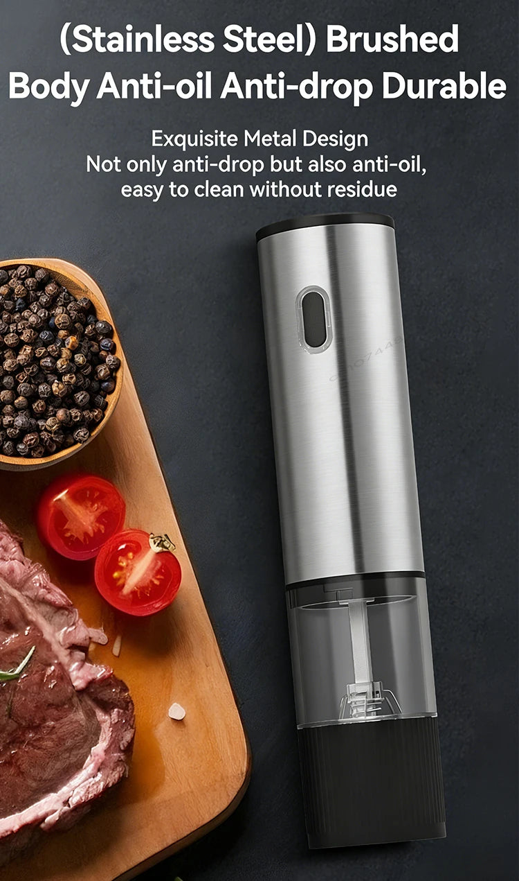 Electric Salt and Pepper Grinder Automatic Rechargeable Pepper Mill Shakers Adjustable Coarseness Kitchen Appliances