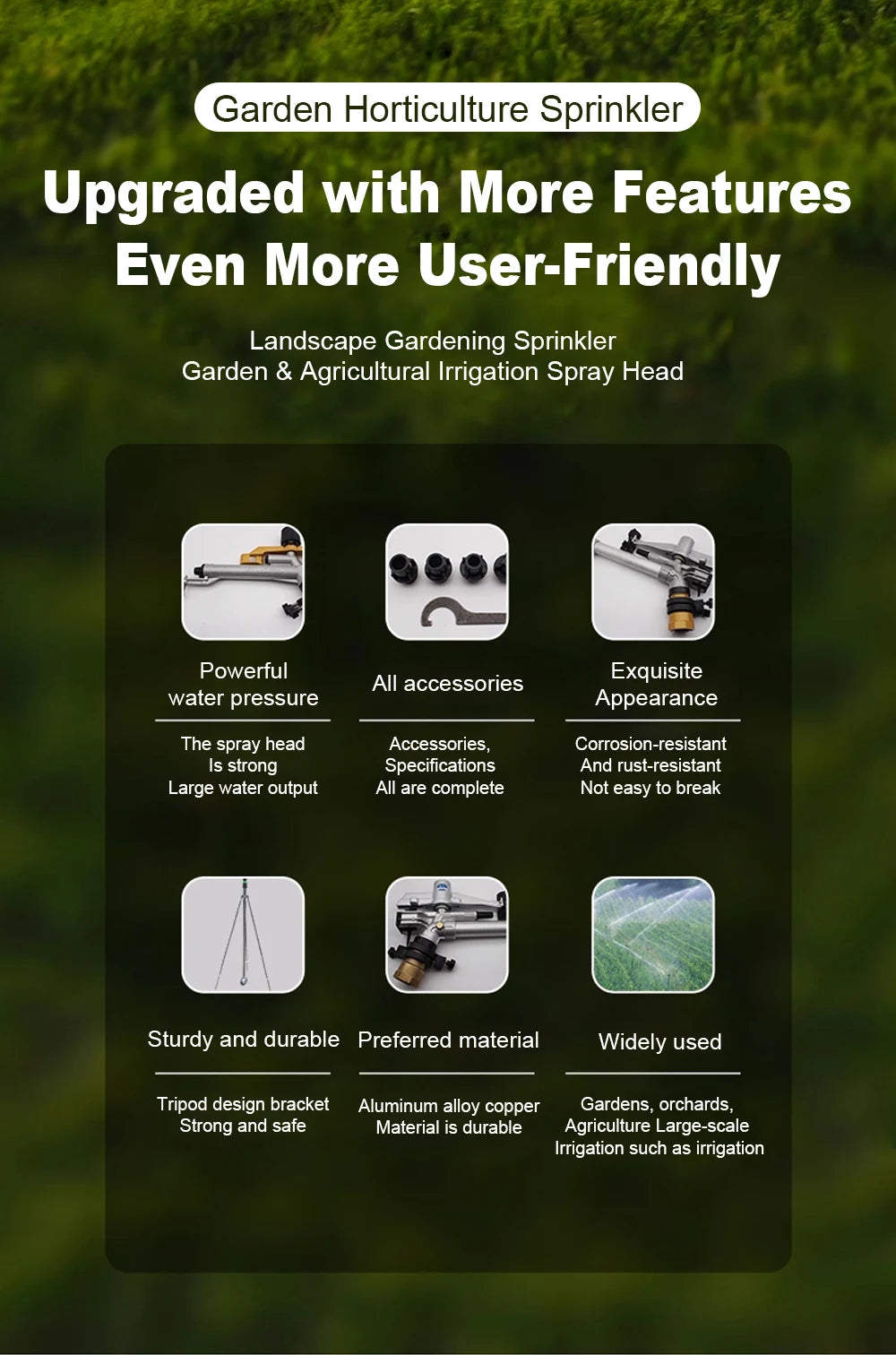 360° Rotation Swing Arm Spray Gun Horticulture Sprinkler Ideal for Construction Sites, Farmland Irrigation & Vegetable Watering
