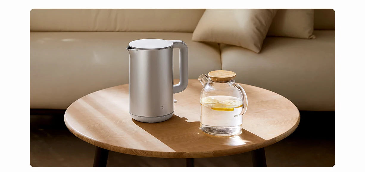 MIJIA Electric Kettles S1,Double Wall,1800W,4 Safety, Food-Grade 316L Stainless,1.7L Water Boiler,CN Version with Adapter