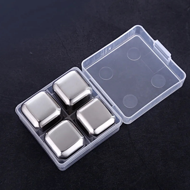 4/6/8 Pcs Stainless Steel Ice Cubes Set Reusable Chilling Stones for Whiskey Wine Wine Cooling Cube Chilling Rock Party Bar Tool