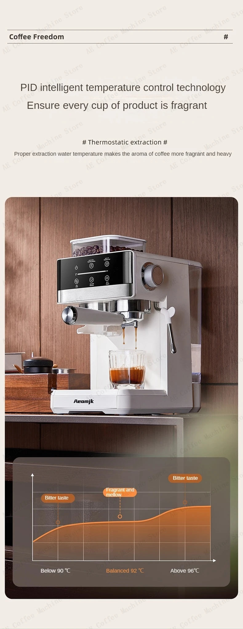 Semi-automatic Grinding and Extraction Espresso Machine, Steam milk espresso coffee machine, Can Extract Cold/hot Coffee