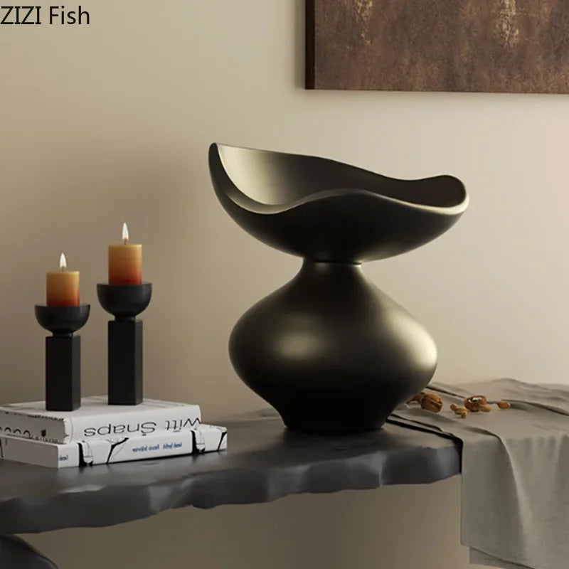 Minimalism Abstract Crafts Floral Vase Desk Decoration Flowers Arrangement Artificial Flower Resin Vases Room Aesthetic Decor