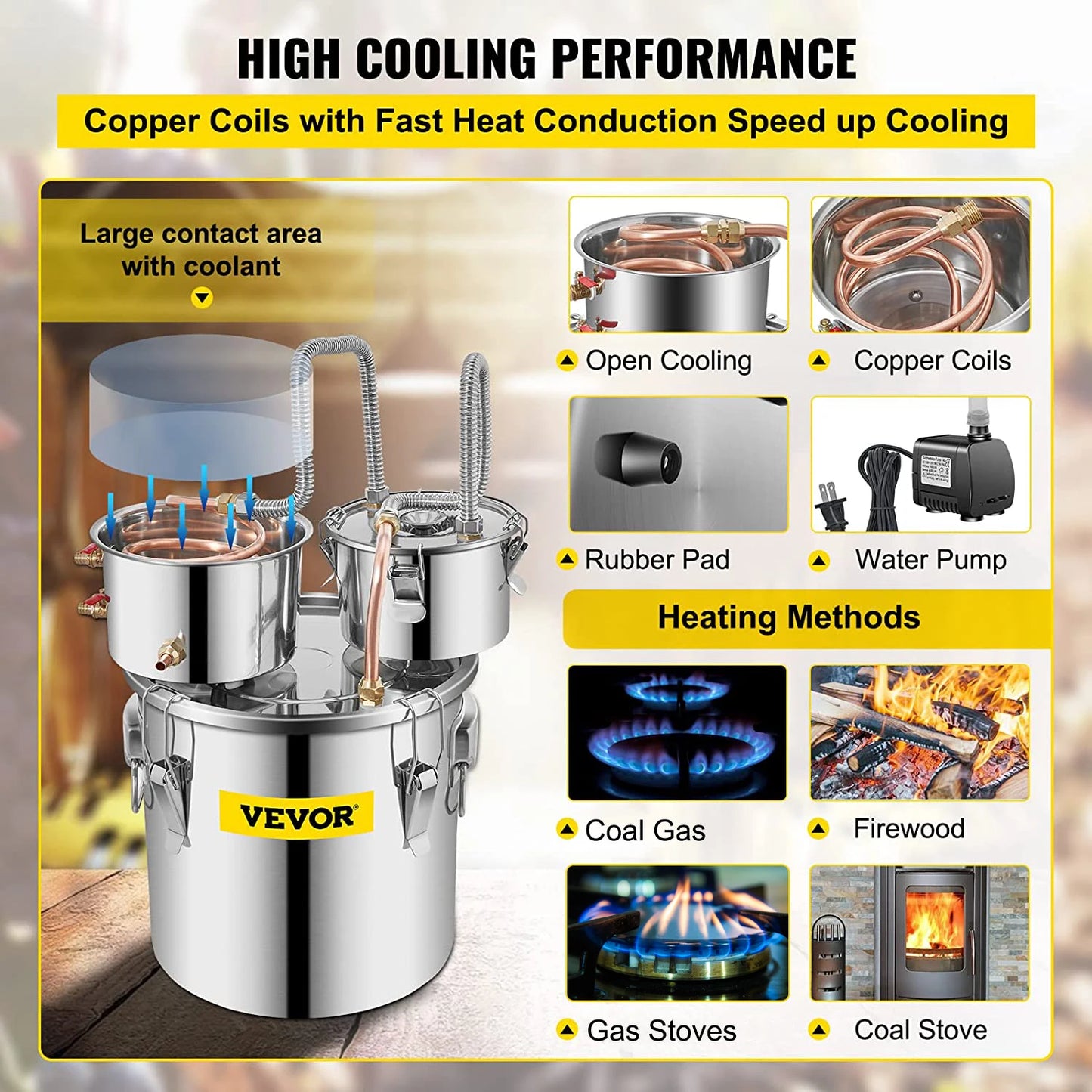 SucceBuy 20L 30L Water Alcohol Brewing Distiller DIY Moonshine Apparatus Stainless Steel Still Whisky Beer Brandy Home Appliance