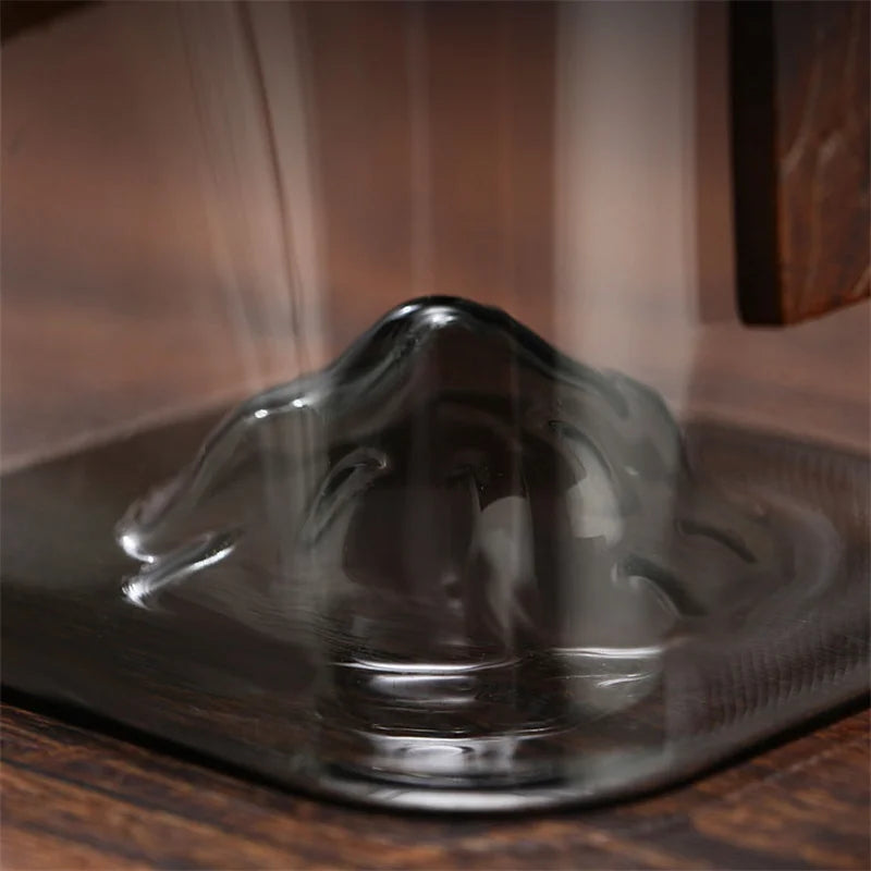 Bottom Mountain View Heat-resistant Glass Gaiwan Tea Tureen With Scald Proof Wood Chips Kung Fu Tea Set Tea Cup and Bowl Teaware