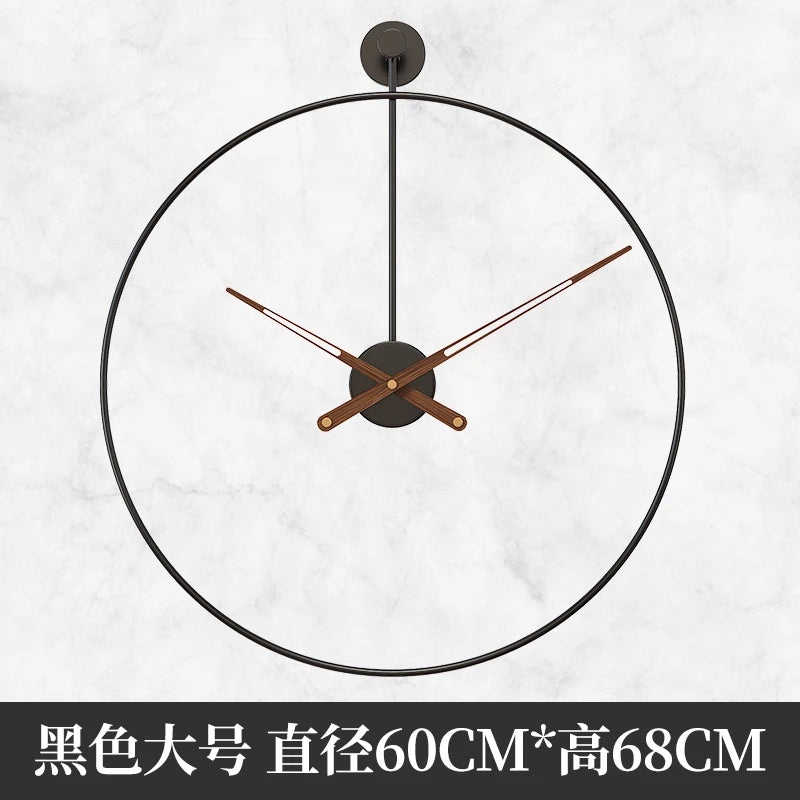 Spanish Minimalist Metal Wall Clock No Drill Installation Modern Industrial Style Large Silent Quartz Clock for Living Room