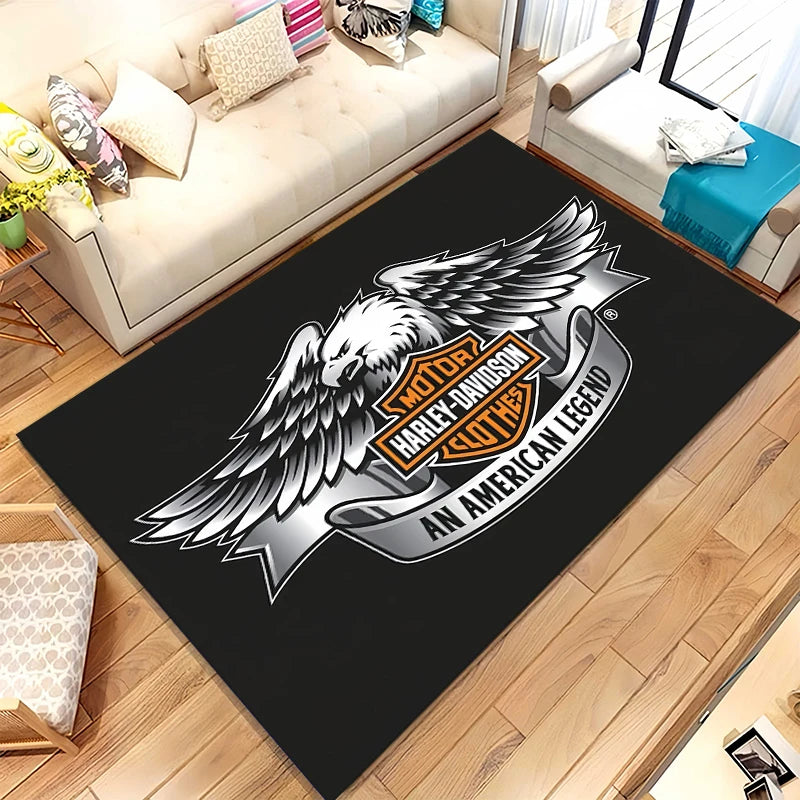 Retro H-Harleys Racing Moto Living Room Non-Slip Area Rug Soft Carpet for Bedroom Kids Playroom Sofa,Home Decor Doormat Gift
