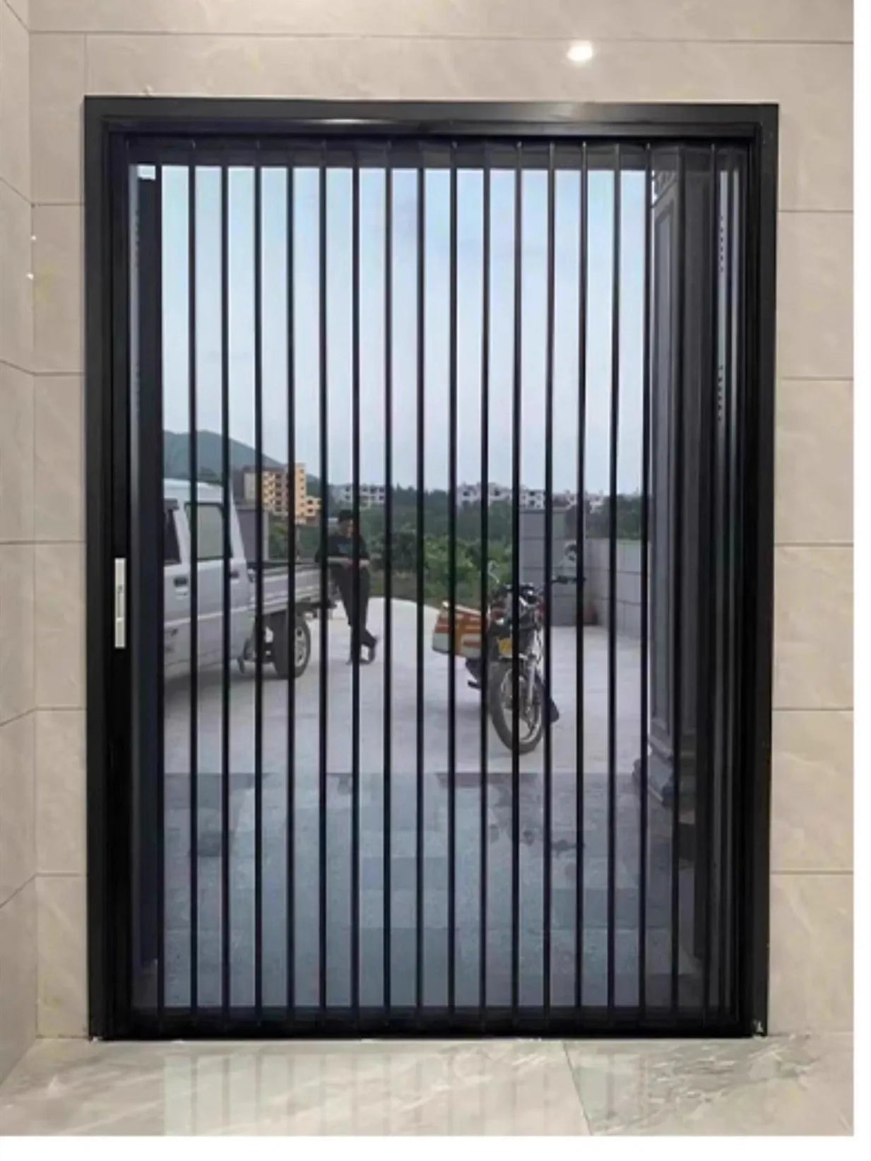 1097*1972mm Cats mesh door screen anti scratch aluminum frame Pleated metal Mesh Retractable Folding fly Screen security door