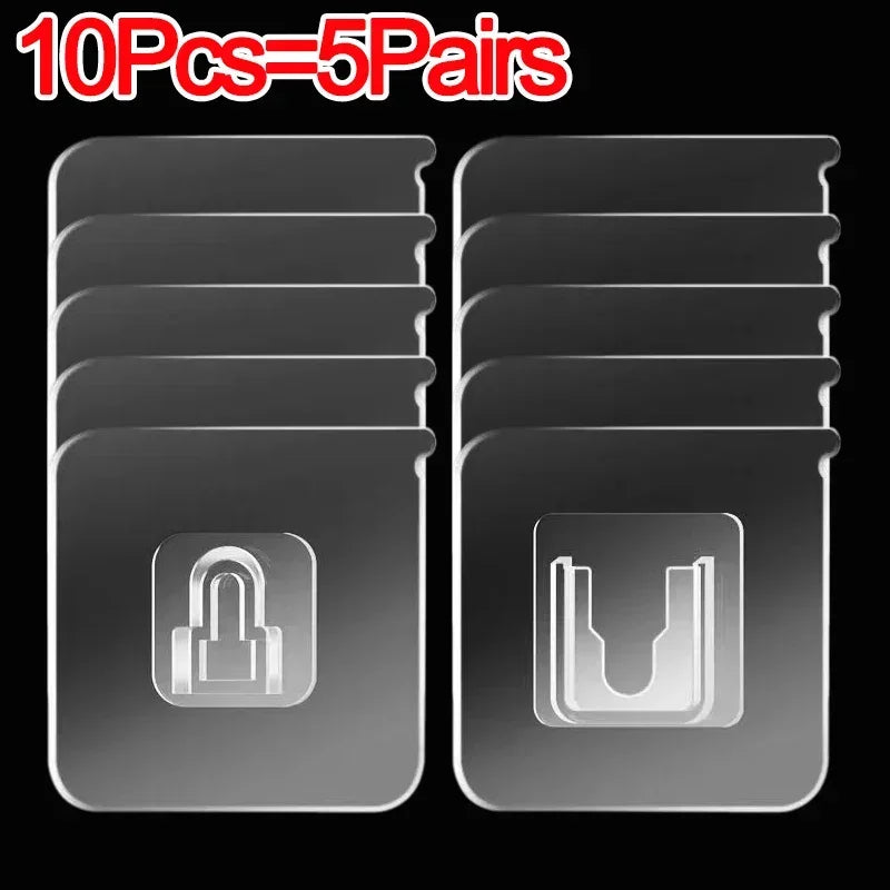 100/2pcs Double-Sided Hook Strong Adhesive Transparent Traceless Wall Hook for Kitchen Bedroom Storage Holder Plug Socket Hanger