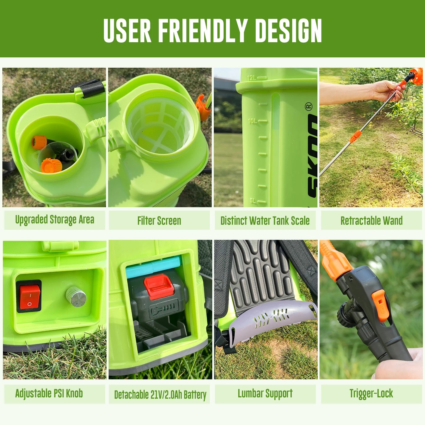 3.2 Gallon Backpack Electric Sprayer 80 PSI Battery-powered garden sprayer compatible with 18V batteries. Perfect for lawn care, weed control, and easy outdoor spraying.