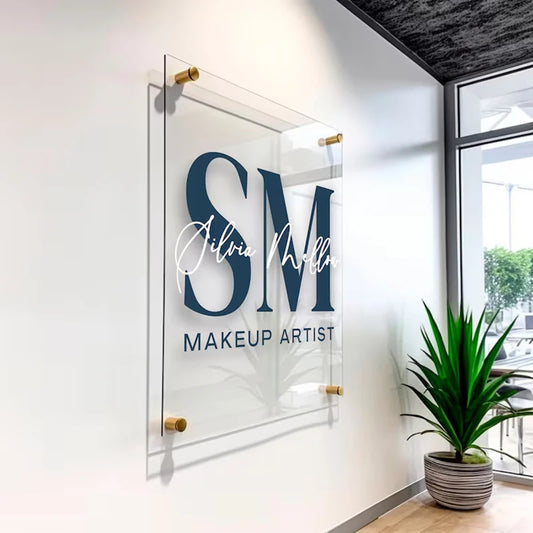 Custom Acrylic Business Sign UV Printed Logo Perspex Plate Beauty Salon Nails Studio Wall Aesthetic Decor Office Signage Plaque