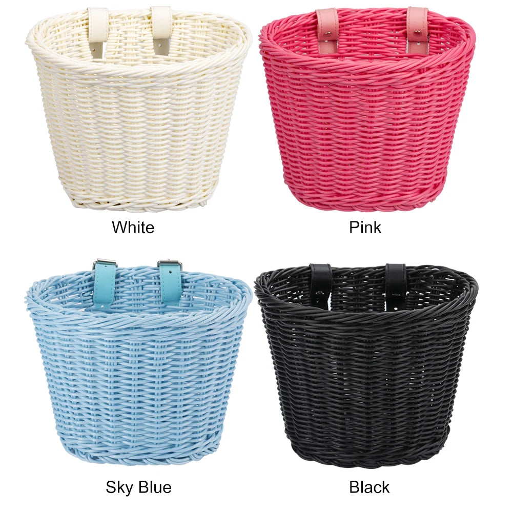 Kids Bike Basket Cycling Handlebar Pouch Bicycle Wicker Baskets Child Scooter Front Storage Basket Children Bike Carrier Bags