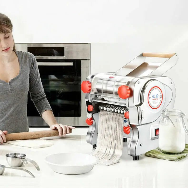 550W Electric Pasta Maker Noodle Machine Dumpling Skin Roller Steel  Full Stainless Steel Dual Knife Noodle Maker For Commercial