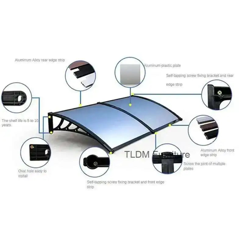 Fashionable Aluminum-plastic Panel Awnings for Outdoor Rainproof UV-proof Silent Awning Modern Simple Awnings for Door Head