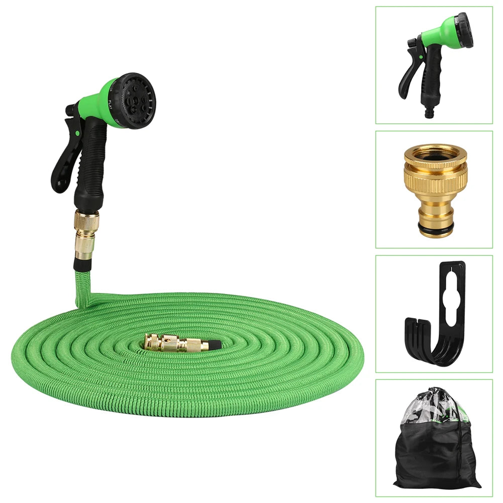 Expandable Garden Hose 25ft–150ft with Nozzle Lightweight, no-kink, durable flexible hose expands when filled, shrinks for easy storage.
Perfect for car washing, garden watering, patio cleaning.