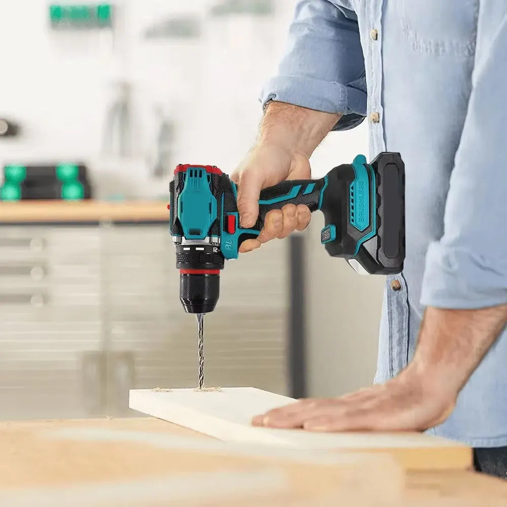 10mm Brushless Electric Impact Drill Driver 2-Speed Cordless Power Tool for Home DIY Construction 18V Battery Not Included