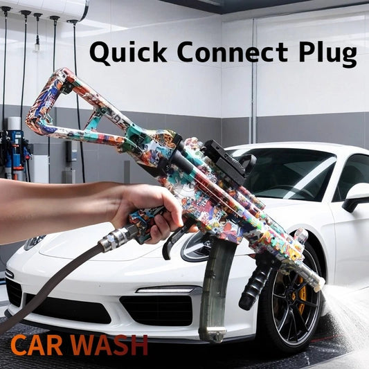 Portable High-Pressure Car Wash Gun + Foam Pot Powerful spray + adjustable foam cannon for thick suds. Compact, easy to use at home or on the go.