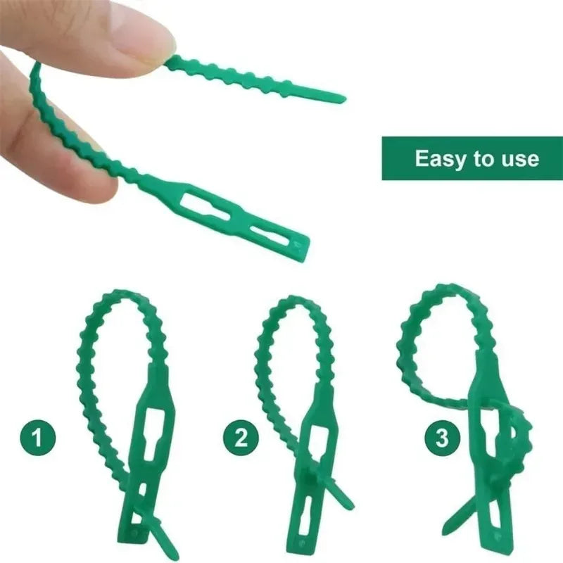 Reusable Plant Cable Ties Garden Adjustable Self-locking Tie Plant Vine Supports Cable Ties Stem Tomato Fastener Wrap Rings Clip
