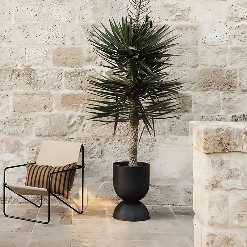 Iron Art Garden Planter for Villas & Outdoor Spaces Rust-resistant, uniquely shaped design with a sleek black finish. Floor-standing and versatile 2-way style for flexible display.