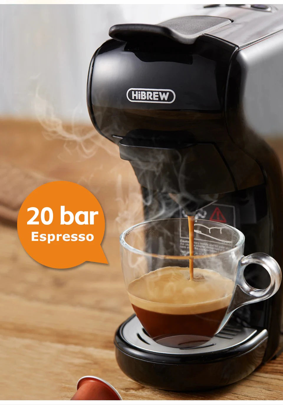 HiBREW Coffee Machine 19 Bar 4in1 Hot & Cold Multiple Capsule Espresso Cafetera Pod Coffee Maker Dolce Milk Nexpresso Powder H1A