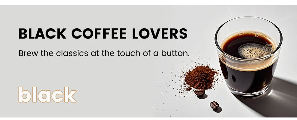 AM7203 Automatic Espresso Machine Features built-in milk frother and water tank, touchscreen control, and 7 coffee varieties. Perfect for easy, café-style drinks at home.