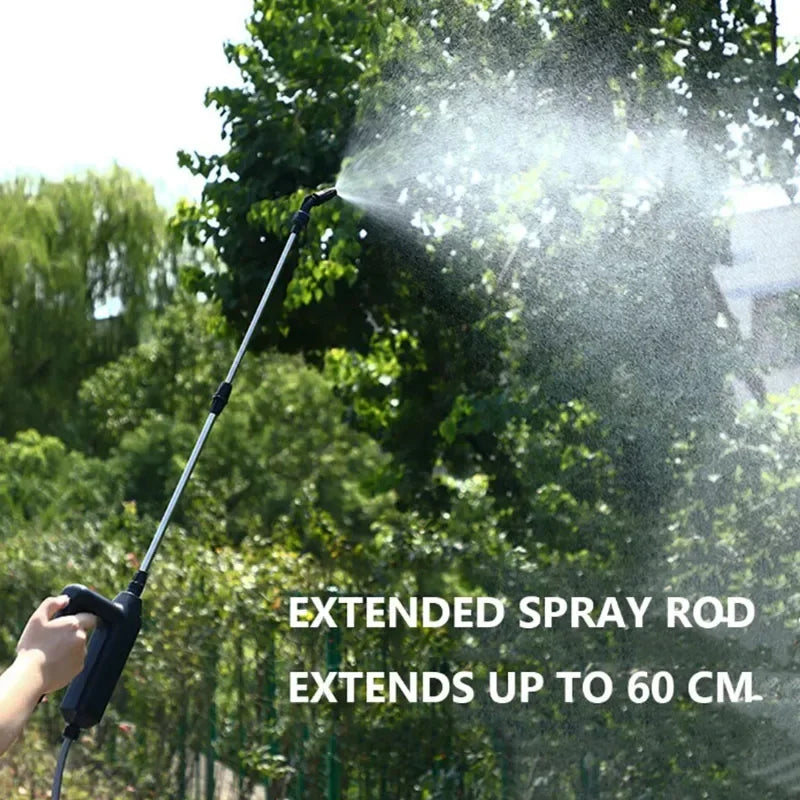 Electric Water Sprayer Rechargeable Telescopic Handle Battery Powered Sprayer Wand 7.4V 3/5/8M Hose with 3 Mist Nozzles
