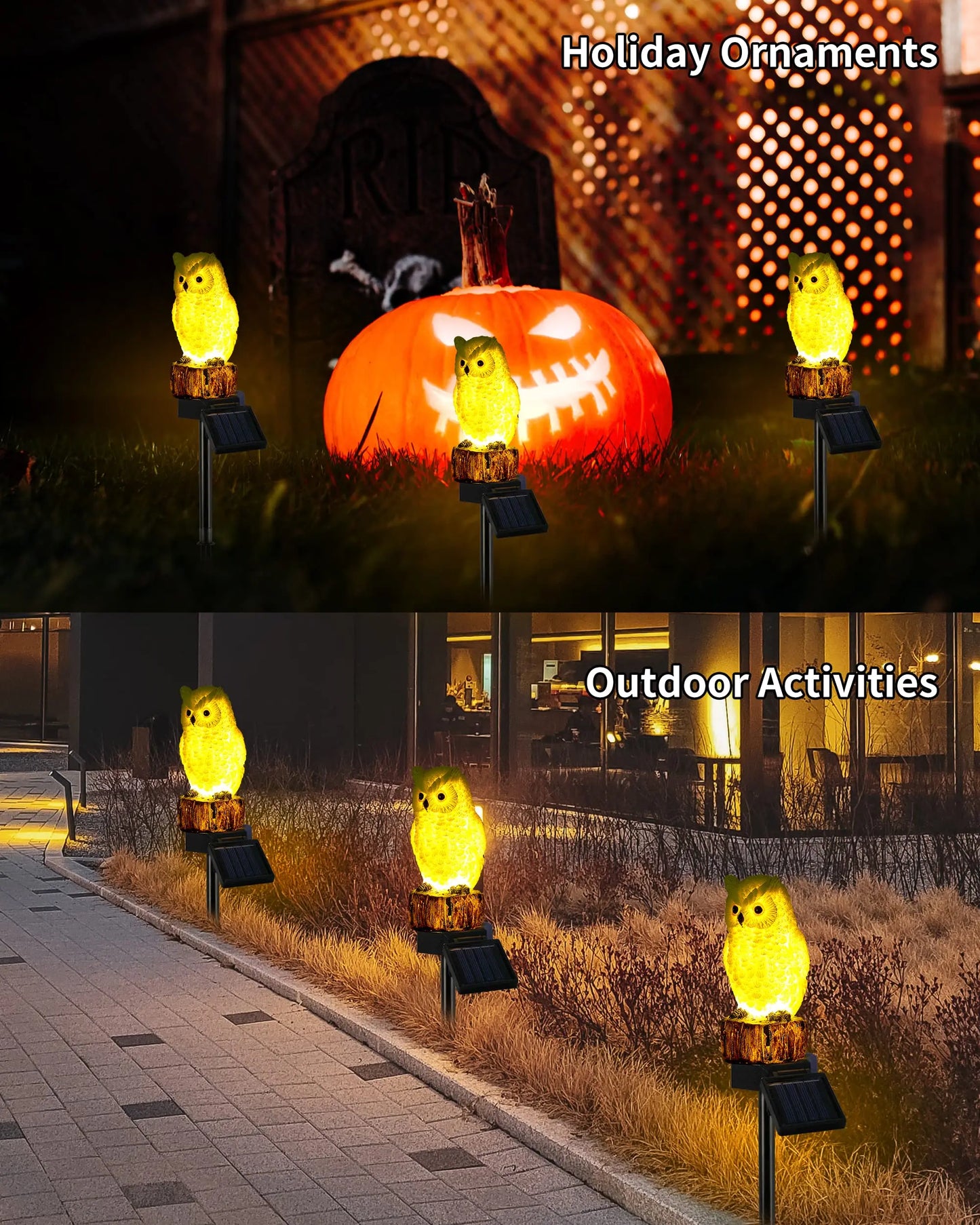 Owl solar decorative garden post lighting, waterproof outdoor figurine lights decorate statue aisles, courtyards, lawns