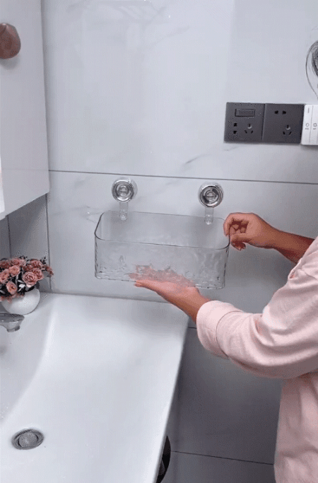 Large Capacity Light Luxury Style Glacier Pattern Suction Cup Shelf with Strong Load-bearing For Home Bathroom