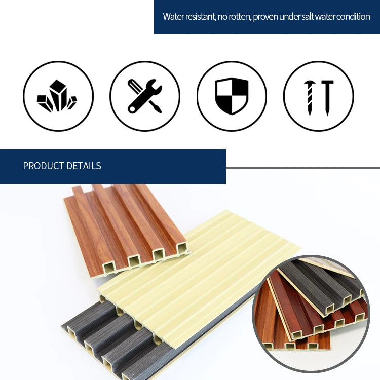 Outdoor WPC Wall Panel 24x48 Inch UV Resistant & IP68 Waterproof, Fireproof Exterior Cladding for Facade/Balcony, Snap Lock Syst