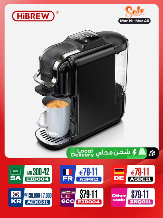 HiBREW 5in1 Capsule Coffee Machine Hot/Cold Espresso Cafetera Cappuccino Coffee Maker Lavaza Dolce Gusto Nespresso Powder H2C