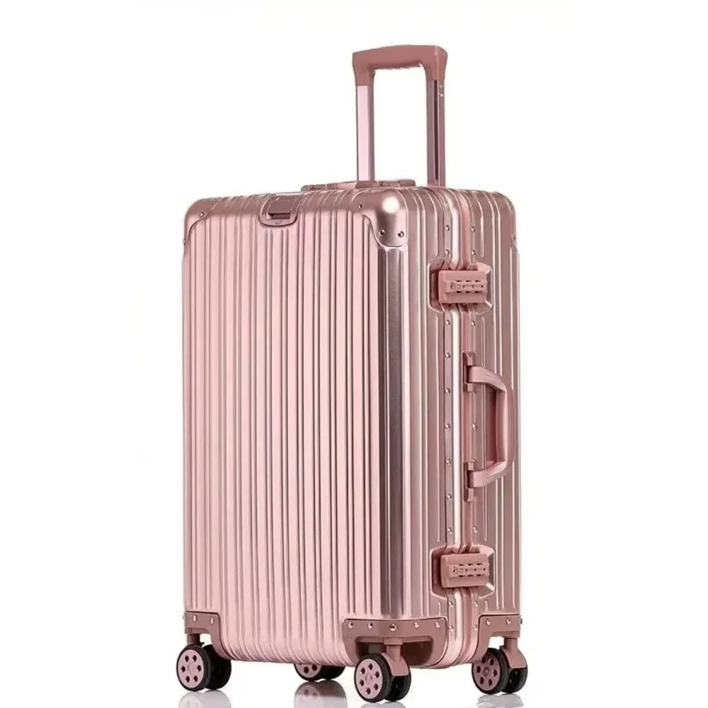 Aluminum-Magnesium Alloy Suitcase, High-Quality Rolling Luggage Available in 20”, 24”, 26”, and 29” sizes. Durable trolley luggage perfect for travel, carry-on, and cabin use.