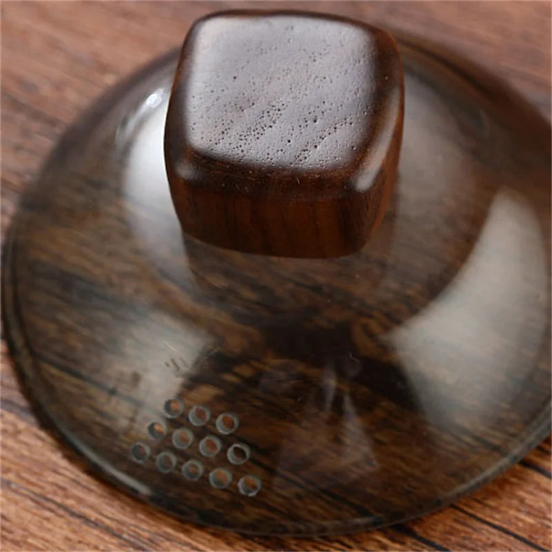 Bottom Mountain View Heat-resistant Glass Gaiwan Tea Tureen With Scald Proof Wood Chips Kung Fu Tea Set Tea Cup and Bowl Teaware