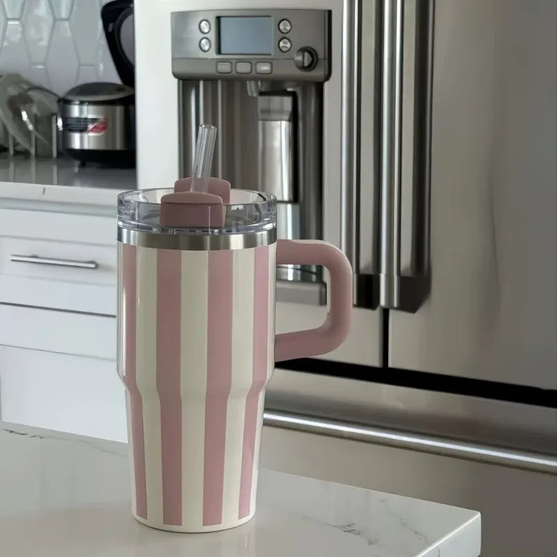 20Oz 580Ml Thermal Water Bottle Handle Straw Drinkware Hot Cold Stainless Steel Thermo Portable Car Coffee Cups Thermal Mug Gift
