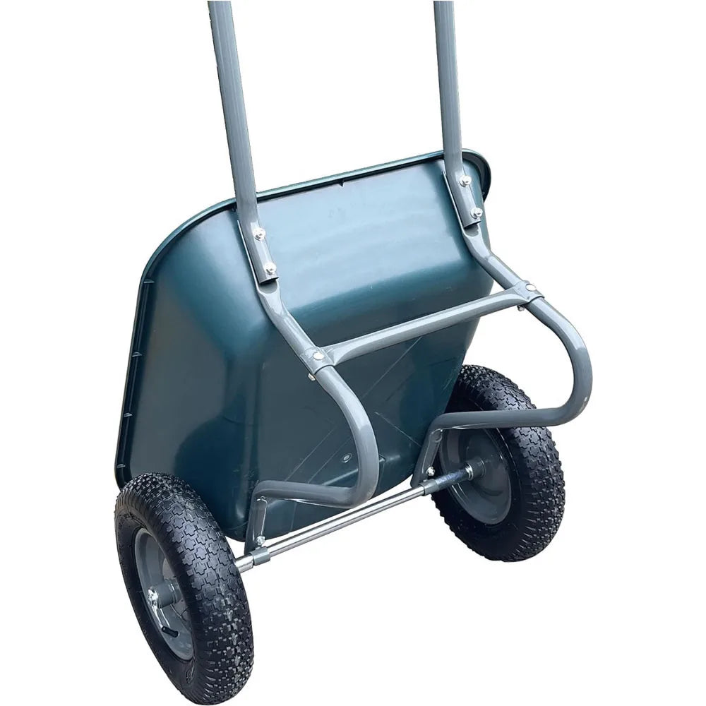 Dual-Wheel Heavy-Duty Dump Cart
1200 lb capacity poly yard wagon towable utility cart with built-in stand. Perfect for landscaping, gardening, hauling mulch, soil, firewood, or tools. Durable, easy-dump design.
