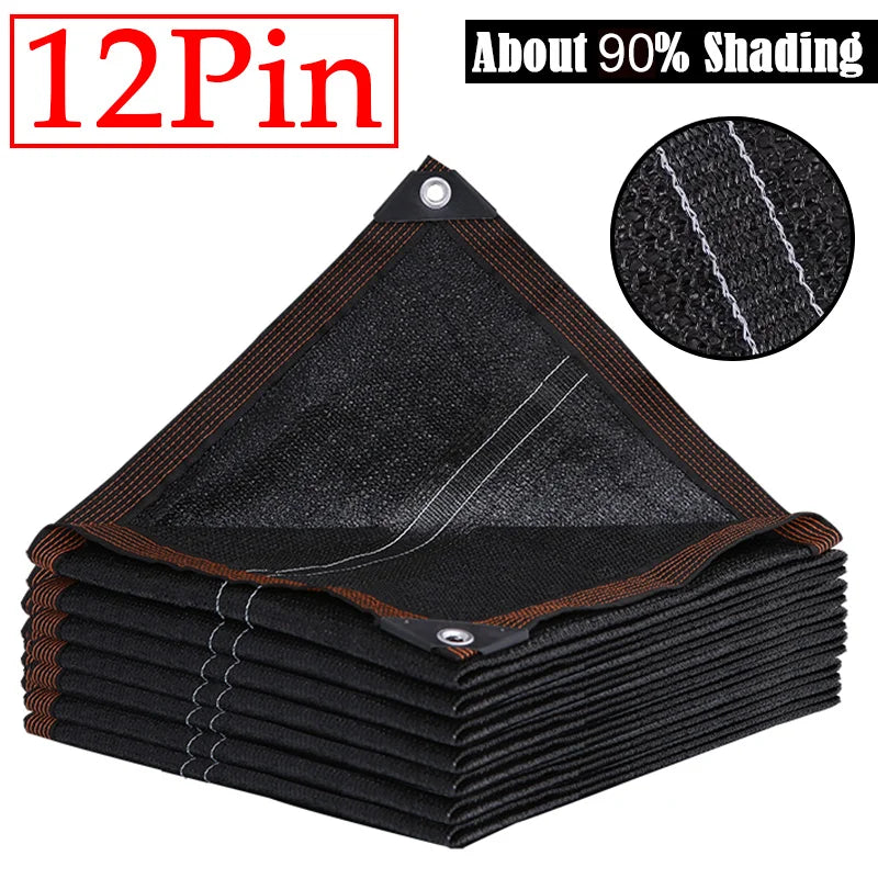 6X6m Black Shade Cloth with Grommets Sunblock Mesh Cover Anti-UV Garden Balcony Plant Sunshade Net Outdoor Greenhouse﻿﻿﻿﻿﻿﻿﻿﻿﻿﻿