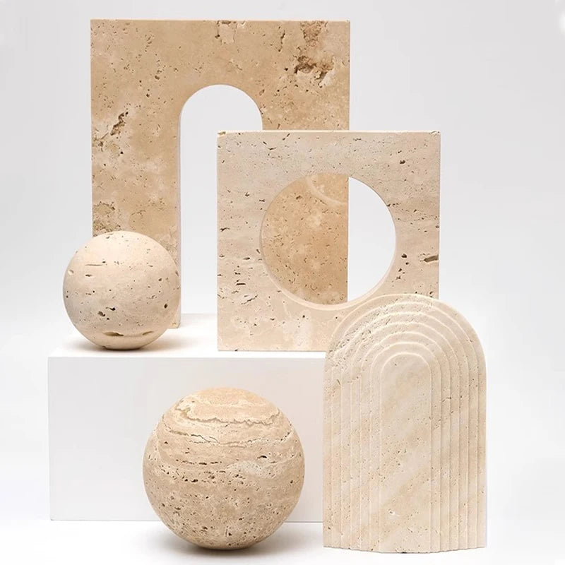 Natural Travertine Stone Decorative Balls – Elegant Table Décor Available in 8/10/12 cm sizes. Stylish and timeless accent for living rooms, hotels, and commercial spaces.
