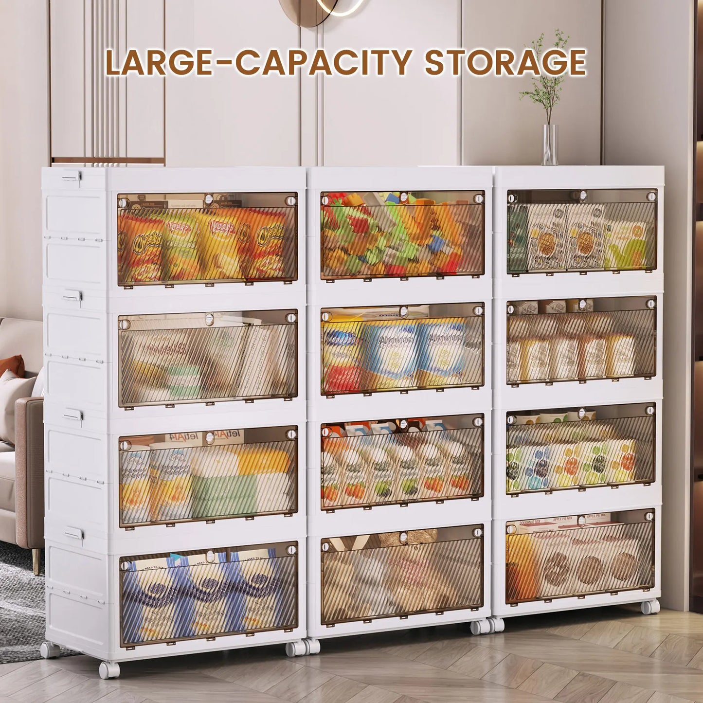 1/2/3/4/5 Layer Folding Storage Cabinet Storages Cabinet Waterproof Dustproof With Swivel Wheel Kitchen Bedroom Living Room