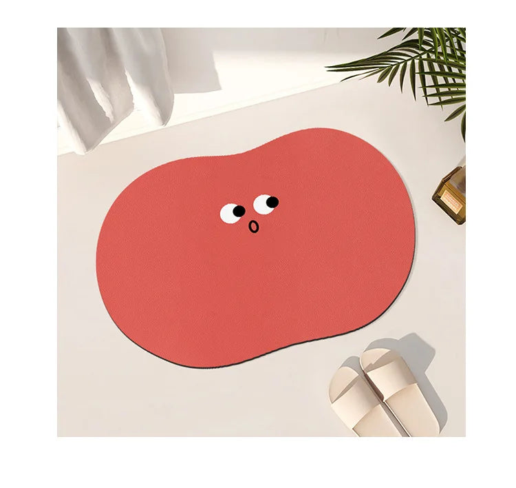Cartoon funny expression irregular bathroom non-slip mat toilet door absorbent floor mat household diatom mud floor mat