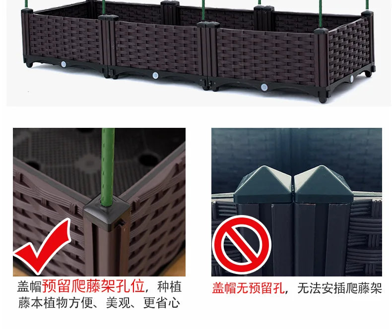 Vegetable Growing Box: Outdoor/Courtyard/Rooftop/Balcony Large Thickened Plastic Planter Trough