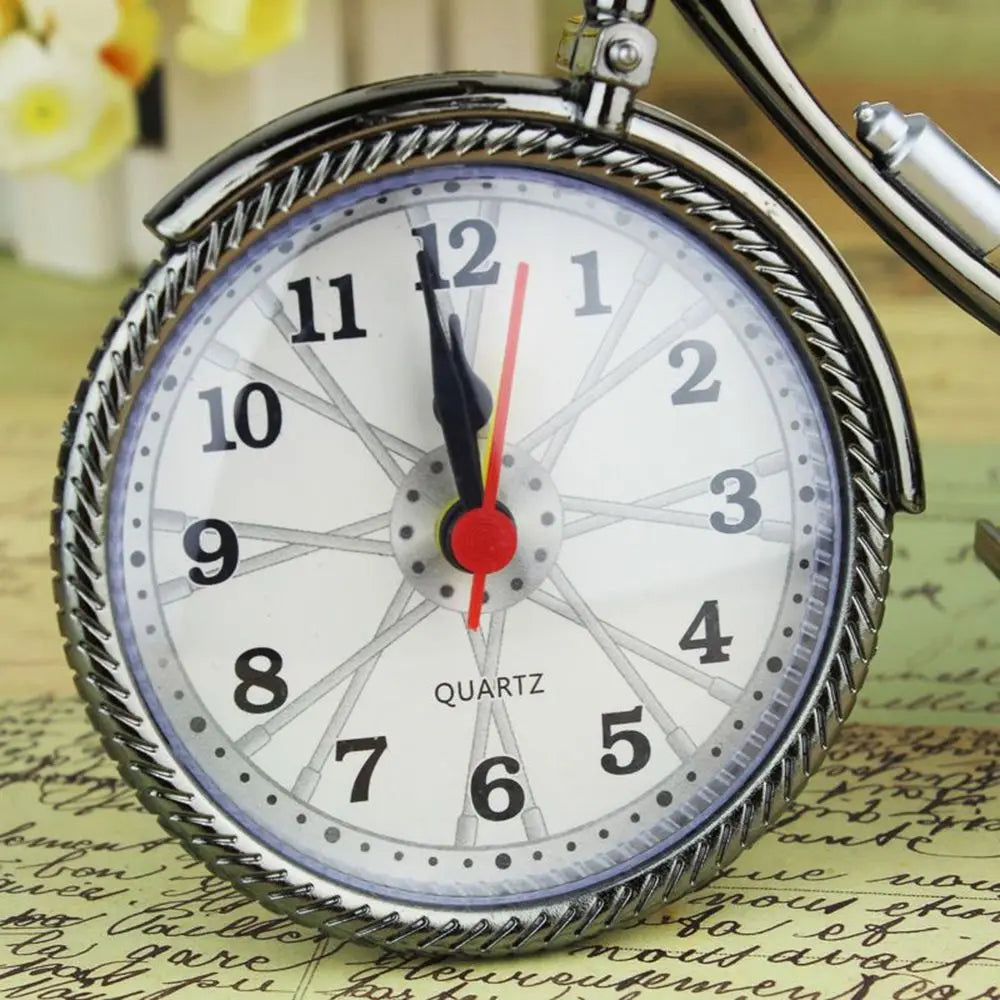 Cool Luxury Creative Retro Novelty Bicycle Model Alarm Clock Desk Home Bedroom Decoration Stand Clock Gift