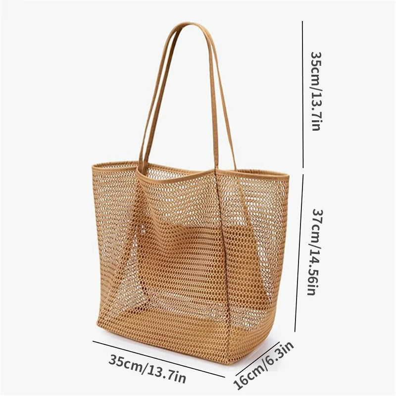 Beach Bag  Mesh Tote Bag  for Travel Pool Family Beach Vacation Cruise Essentials Organizer Storage Bags