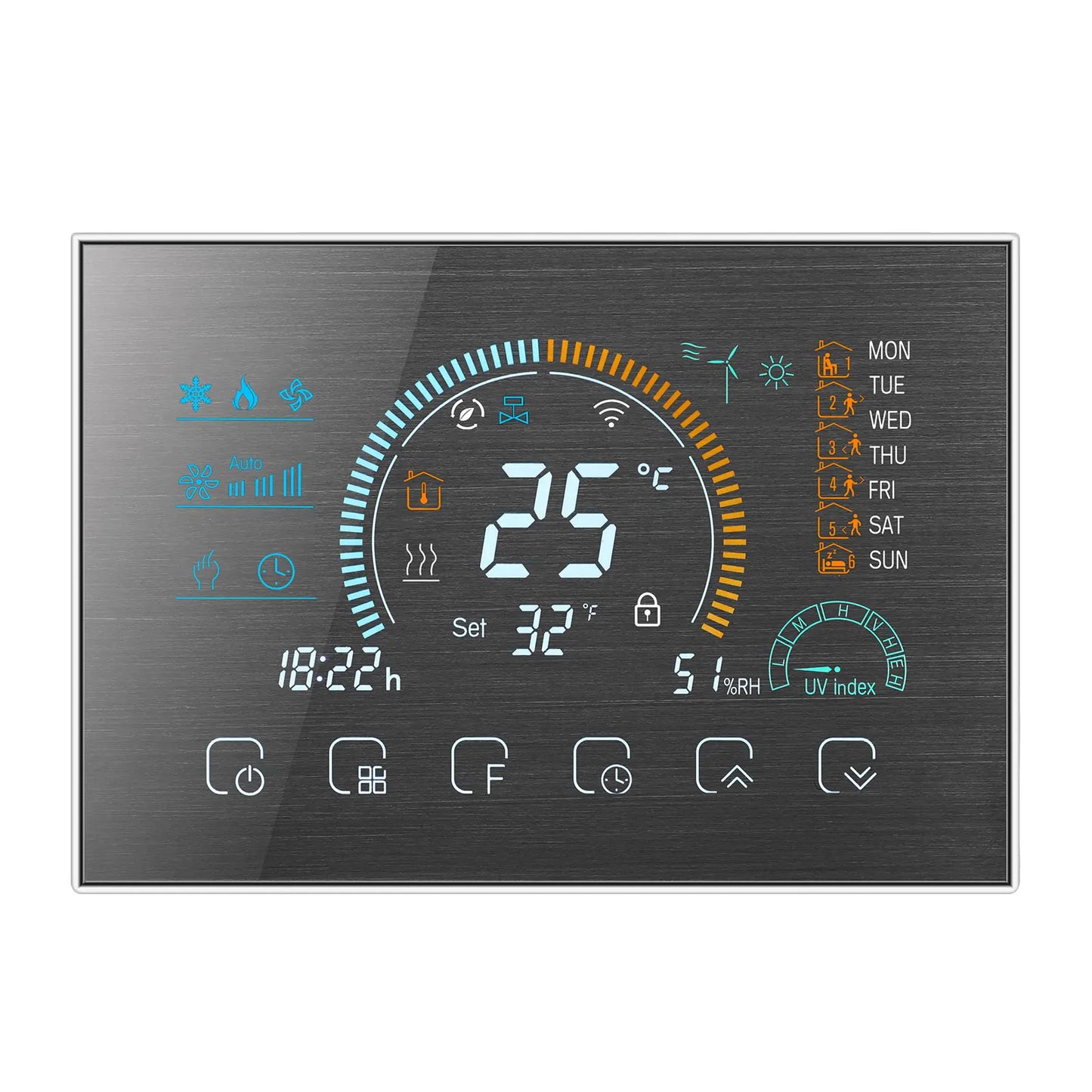 Programmable Thermostat 24V/220V WIFI RS485 Modbus RTU for 2/4-Way Valve Heat Cool Air Conditioning HVAC System Control