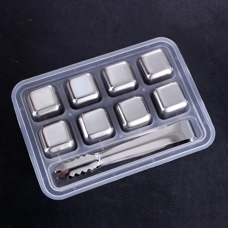 4/6/8 Pcs Stainless Steel Ice Cubes Set Reusable Chilling Stones for Whiskey Wine Wine Cooling Cube Chilling Rock Party Bar Tool